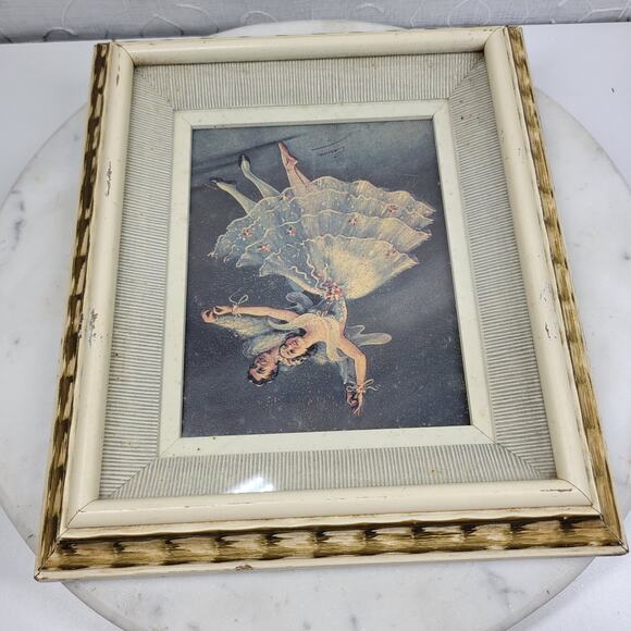 VTG Carina Ballet Lithograph Framed 11" Wood Shadow Box Gold MCM Wall Art - Picture 12 of 16